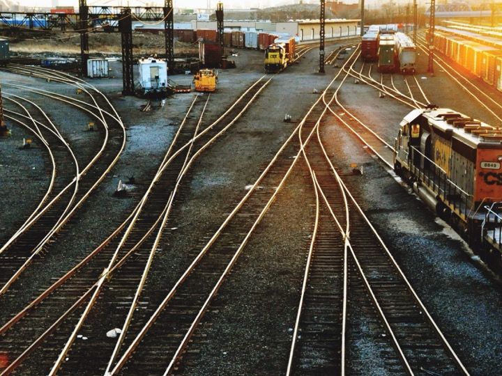 Train tracks for freight and logistics system